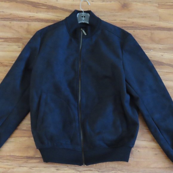 Shearling Men's Suede Black Bomber Jacket - Picture 1 of 5